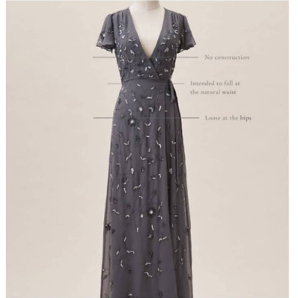 NWOT Anthropologie BHLDN Hydrangea Plymouth Wrap Dress, size 6 - Picture 6 of 16